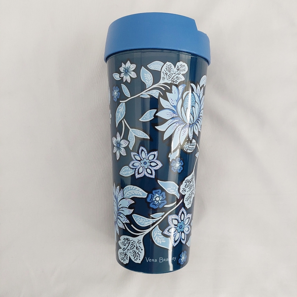 Vera Bradley Travel Mug Tumbler Blue Floral 16oz